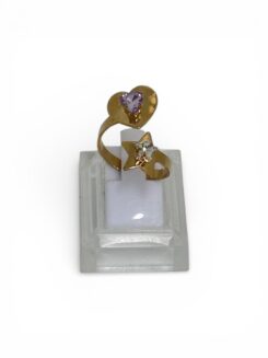 Anello regolabile con doppia forma cuore e stella