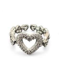 Anello a cuore con zirconi